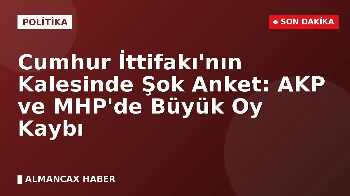 Cumhur İttifakı'nın Kalesinde Şok Anket: AKP ve MHP'de Büyük Oy Kaybı