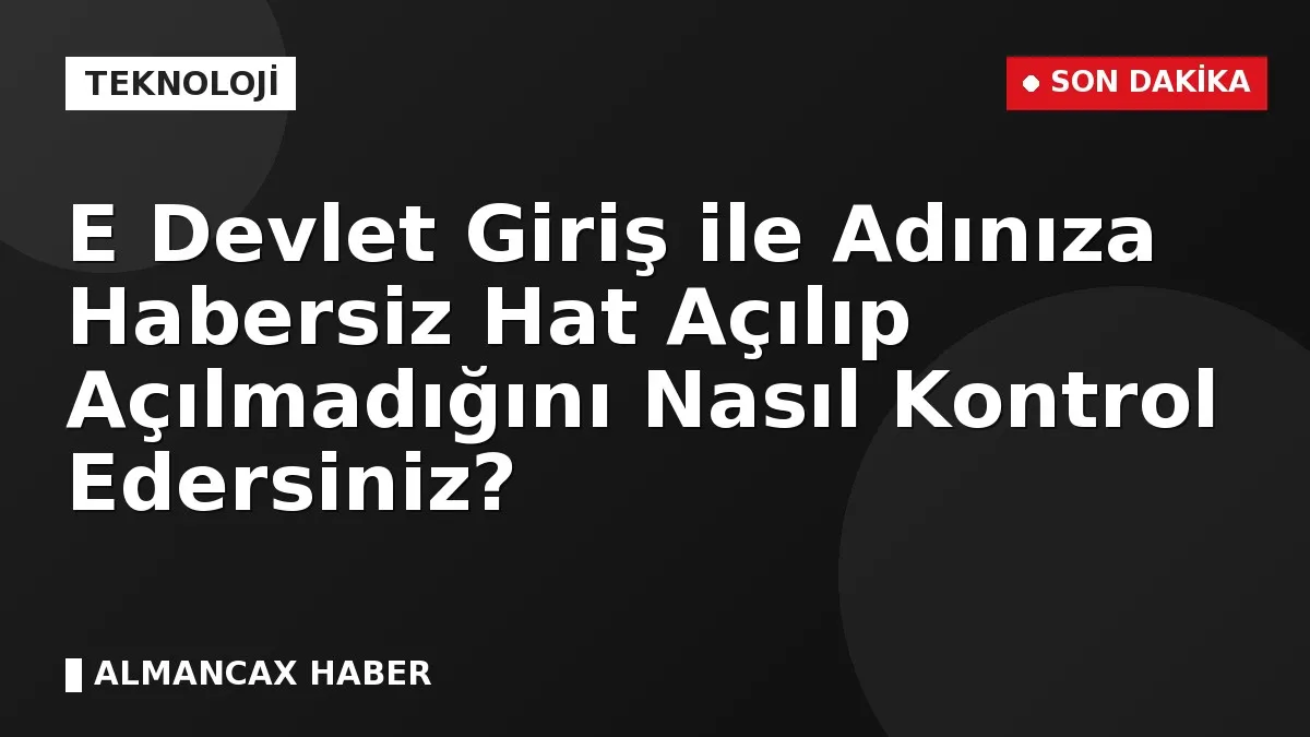 E Devlet Giriş ile Adınıza Habersiz Hat Açılıp Açılmadığını Nasıl Kontrol Edersiniz?