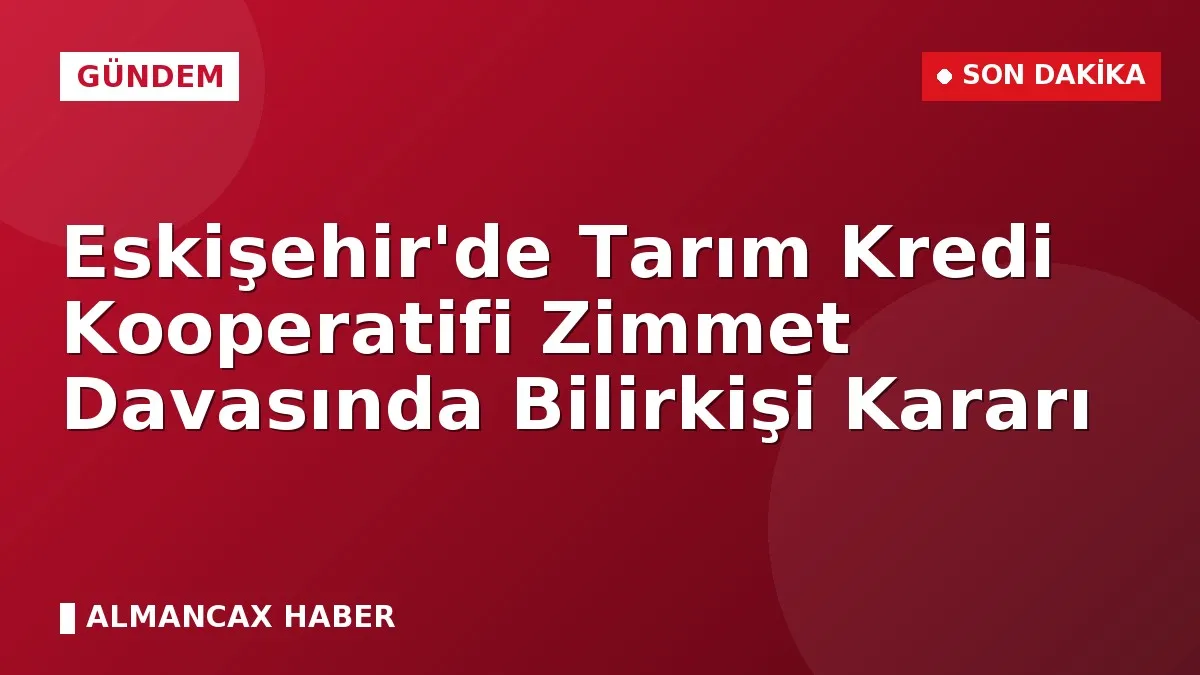 Eskişehir'de Tarım Kredi Kooperatifi Zimmet Davasında Bilirkişi Kararı