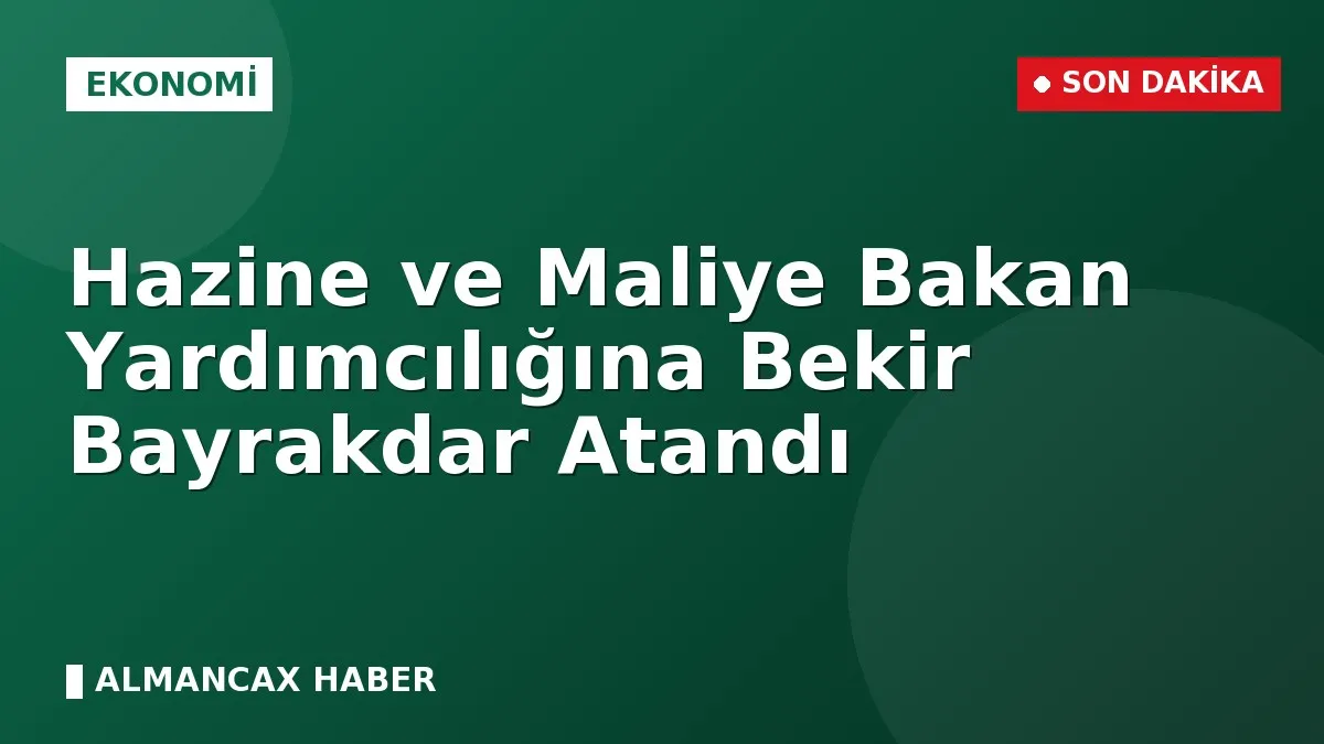 Hazine ve Maliye Bakan Yardımcılığına Bekir Bayrakdar Atandı