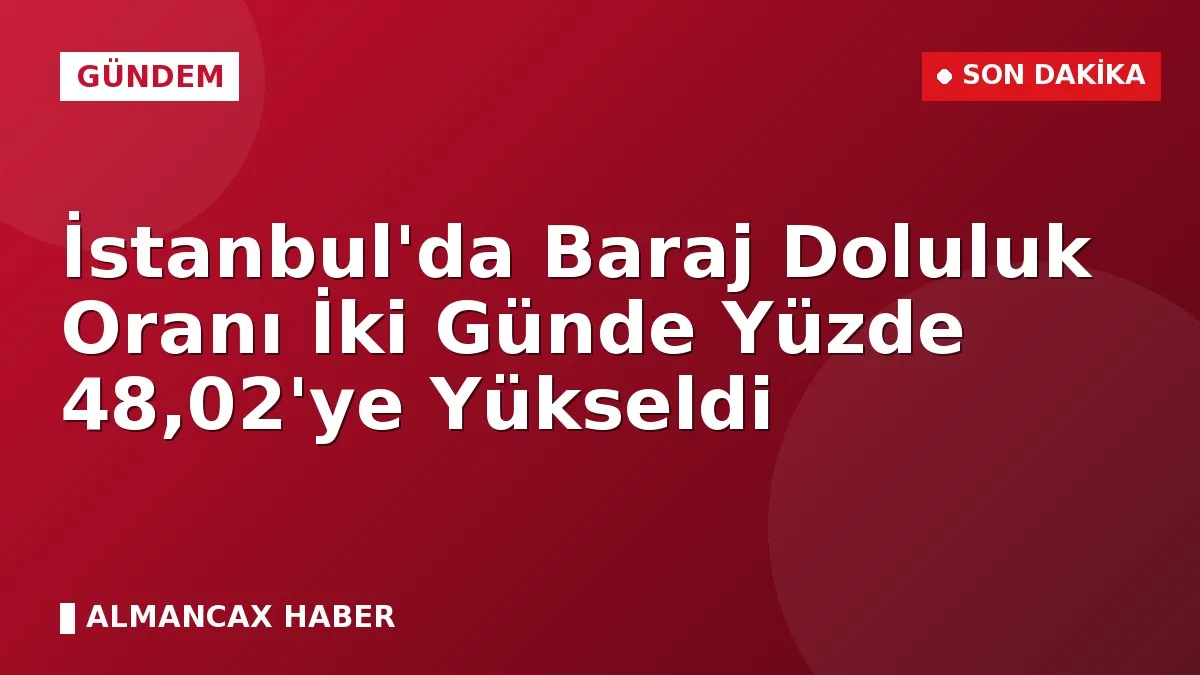 İstanbul'da Baraj Doluluk Oranı İki Günde Yüzde 48,02'ye Yükseldi