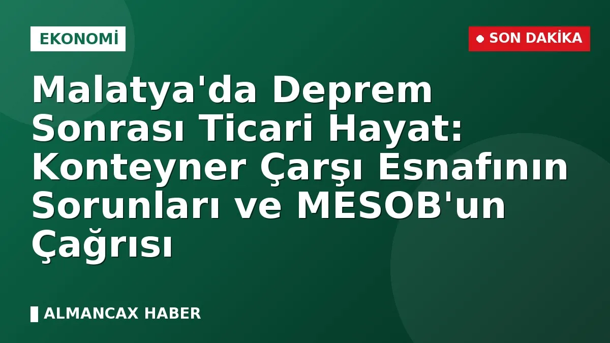 Malatya'da Deprem Sonrası Ticari Hayat: Konteyner Çarşı Esnafının Sorunları ve MESOB'un Çağrısı