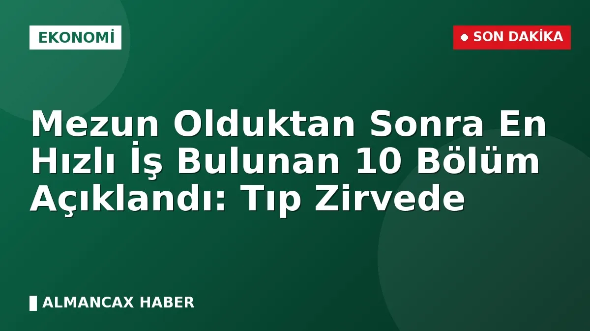 Mezun Olduktan Sonra En Hızlı İş Bulunan 10 Bölüm Açıklandı: Tıp Zirvede