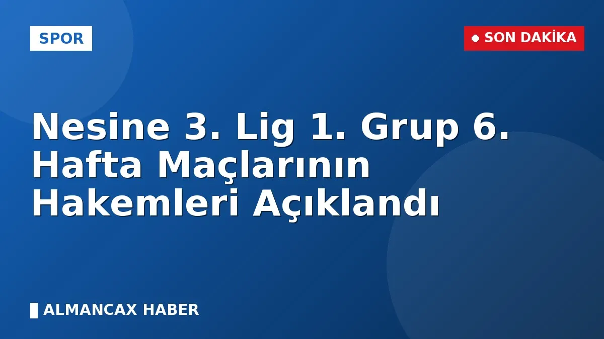 Nesine 3. Lig 1. Grup 6. Hafta Maçlarının Hakemleri Açıklandı