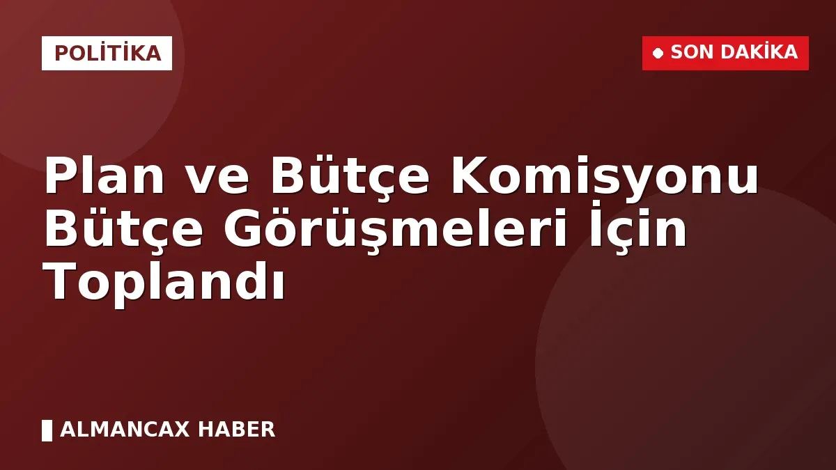 Plan ve Bütçe Komisyonu Bütçe Görüşmeleri İçin Toplandı