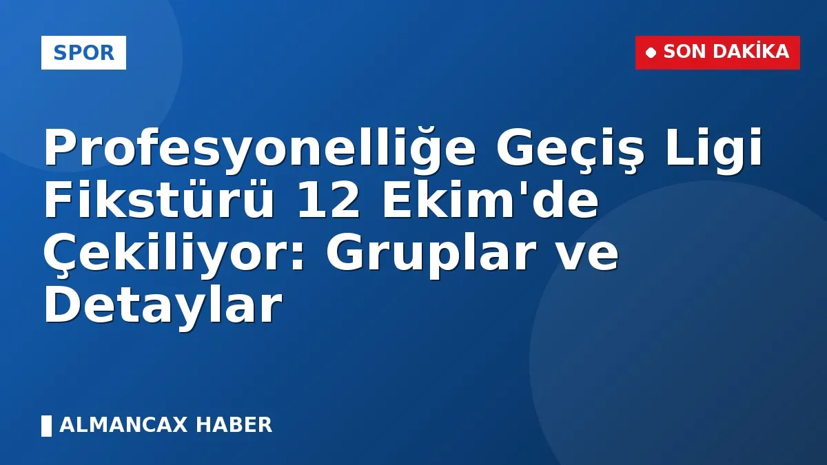 Profesyonelliğe Geçiş Ligi Fikstürü 12 Ekim'de Çekiliyor: Gruplar ve Detaylar