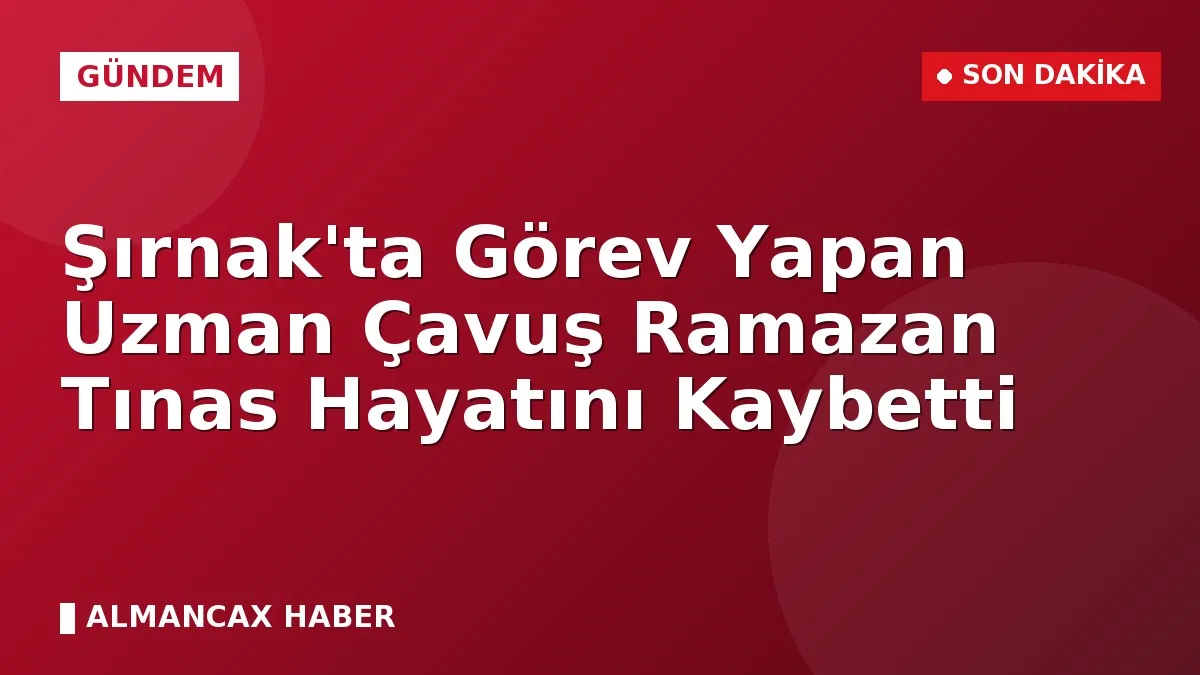 Şırnak'ta Görev Yapan Uzman Çavuş Ramazan Tınas Hayatını Kaybetti