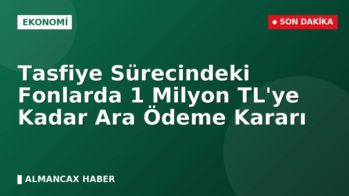 Tasfiye Sürecindeki Fonlarda 1 Milyon TL'ye Kadar Ara Ödeme Kararı