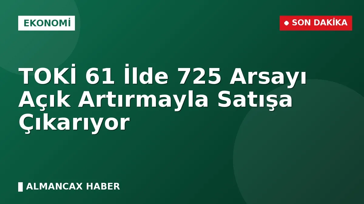 TOKİ 61 İlde 725 Arsayı Açık Artırmayla Satışa Çıkarıyor