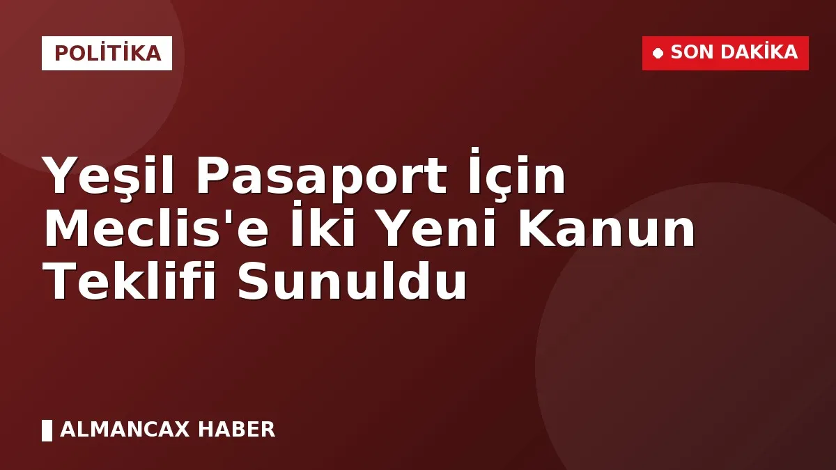 Yeşil Pasaport İçin Meclis'e İki Yeni Kanun Teklifi Sunuldu
