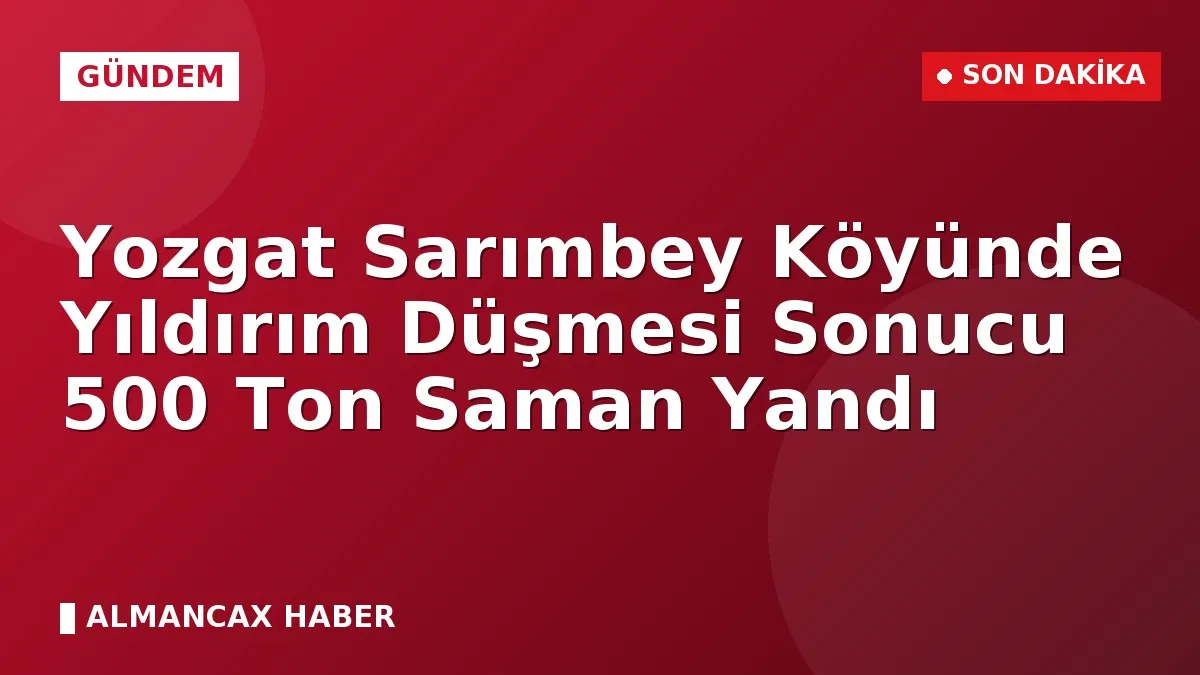 Yozgat Sarımbey Köyünde Yıldırım Düşmesi Sonucu 500 Ton Saman Yandı
